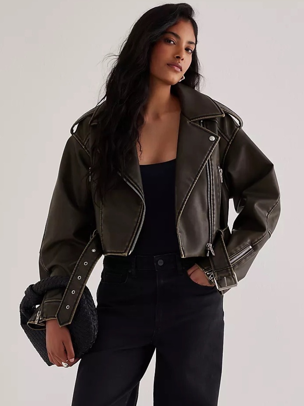 Blank NYC Cropped Motorcycle Biker Jacket